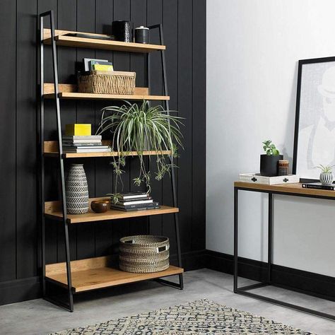 Marbella Bookcase | Open Display Unit | The Design Store NZ Bentley Design, Metal Bookcase, Powder Coated Metal, White Oak Wood, Display Unit, Style Deco, Shelf Unit, Oak Furniture, Ladder Bookcase