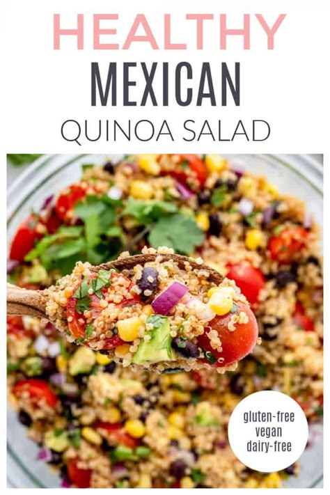 Quinoa Taco Salad, Mexican Quinoa Salad Recipes, Vegan Quinoa Salad Recipes Cold, Mexican Style Quinoa, Healthy Mexican Salad, Southwestern Dressing, Mediteranian Quinoa Salad, Quinoa Chilli, Vegan Mexican Quinoa