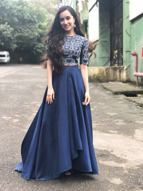 Shraddha Kapoor in AM:PM Long Skirt Top Designs, Long Skirt And Top, Diwali Dresses, Indian Wedding Gowns, Simple Lehenga, Long Dress Design, Indian Gowns Dresses, Party Wear Lehenga, Indian Bridal Outfits