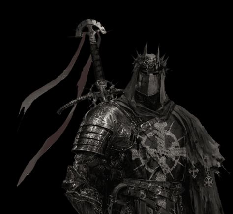 Black Background Version Dark Medieval Knight Art, Knight Pfp Medieval, Dark Crusader, Dark Souls Concept Art, Lords Of The Fallen, Knight Drawing, Bloodborne Art, Black Armor, Crusader Knight