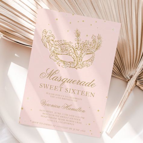 Masquerade black gold glitter mask Sweet 16 for $2.92 - Birthday Invitations Masquerade Sweet 16, Sweet 16 Masquerade Party, Mask Invitations, Glitter Mask, 92nd Birthday, 16 Invitations, 16th Birthday Invitations, Sweet 16 Birthday Party, 16 Birthday