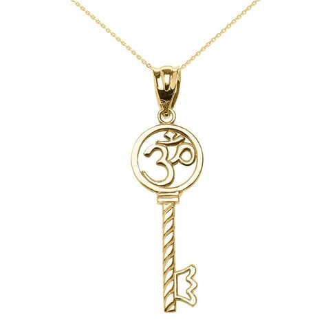 14k Yellow Gold OM/OHM Key Pendant Necklace * Be sure to check out this awesome product. (This is an affiliate link and I receive a commission for the sales) Crown Pendant Necklace, Shine Jewelry, White Gold Pendant Necklace, Key Pendant Necklace, Gold Key, Yoga And Meditation, Rose Gold Pendant, Special Jewelry, Key Pendant