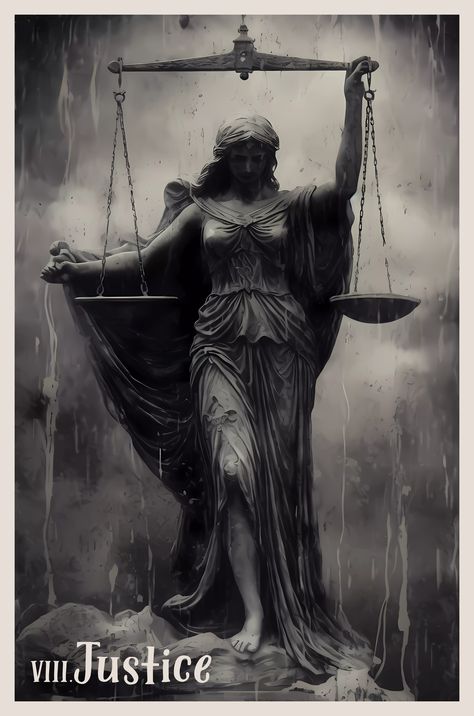 Justice represents the ultimate symbol of law, order, and equality, and this tee is perfect for those who appreciate the power of justice and karma. #Justice #Tarot #Balance #Fairness #Law #Order #Equality #Karma #Spirituality #Inspiration #Magic #Esoteric #Symbolism #Meditation #Mindfulness #SelfImprovement #Empowerment #PositiveThinking #Creativity #Artistic #Design #Graphic #Teepublic #TShirt The Scales Of Justice, Justice Balance Tattoo, Balance Of Justice, Angel Of Justice, Justice Goddess, Justice Tattoo Design, Lady Justice Aesthetic, Lady Of Justice, Justice Tarot Card