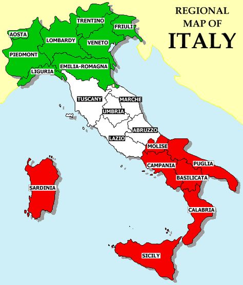 Regional Map of Italy Map Of Italy Regions, Italy For Kids, Map Of Italy, Italy Trip Planning, Lap Book, Italian Language Learning, Southern Region, Italy Map, Regions Of Italy