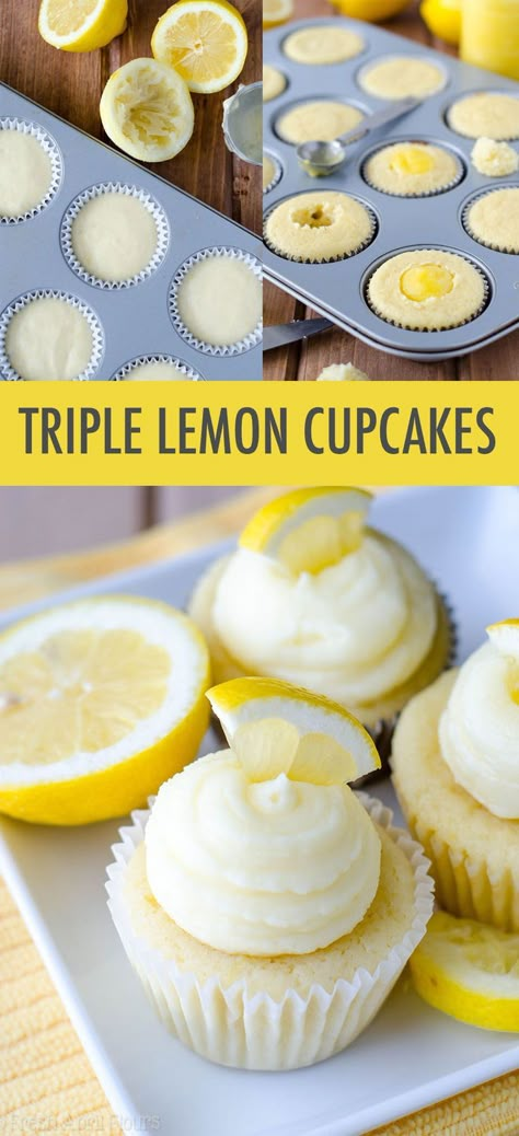 Dream Cupcakes, Cupcakes Lemon, Homemade Lemon Curd, Cupcakes Filled, Cupcakes Recipes, Cupcakes Ideas, Lemon Buttercream, Gourmet Cupcakes, Filled Cupcakes