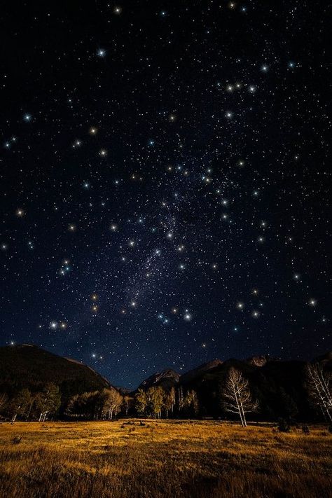 Starry night...AH! Love stargazing with my love! Mountains And Trees, Moonlight Photography, Western Party, Sky Full Of Stars, Sky Full, Captain Jack, Estes Park, Rocky Mountain National, To Infinity And Beyond