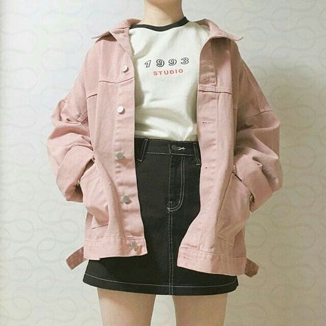 Pinterest - iVy04227 Korean Fashion Trends, Ulzzang Fashion, Pink Jacket, Kawaii Clothes, Korean Street Fashion, Korean Outfits, Style Outfits, Kawaii Fashion, Japanese Fashion