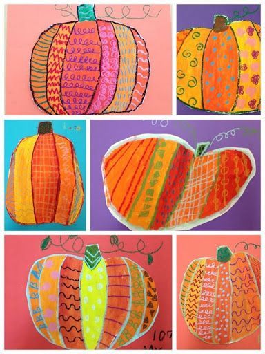 Britto Pumpkins, Pumpkin Art Projects For Kids, Drawing A Pumpkin, Pumpkin Line Art, Pumpkin Art Project, Grade 1 Art, Pumpkin Artwork, Art Docent, First Grade Art