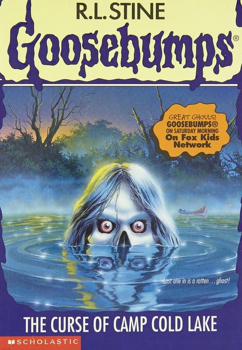 The Goosebumps logo is a great example of effective type in itself because it conveys the idea of having chills through its shape. This cover also uses typographical hierarchy to its advantage in order to arrange its content by importance. Horror Book Covers, Cold Lake, Goosebumps Books, Christine Feehan, Fox Kids, Vampire Diaries Stefan, Eric Northman, Vampire Books, Tattoo Cover