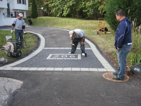 Love this house number. After installing paint the numbers with glow in the dark paint. Beautiful! Front Of A House, Driveway Edging, Circle Driveway, Diy Driveway, Driveway Ideas, Asphalt Driveway, Fence Designs, Driveway Entrance, Driveway Design