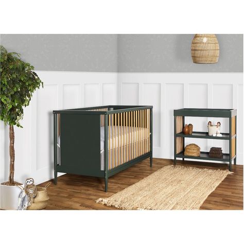 Dream On Me Clover Convertible Crib & Reviews | Wayfair Gender Neutral Nursery Colors, Green Crib, Growing Child, Modern Crib, Dream Nurseries, Changing Station, Adjustable Mattress, Nursery Crib, Nursery Essentials