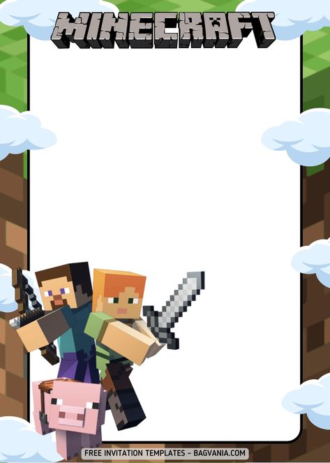 Awesome FREE Minecraft Crafting Birthday Invitation Templates #free #freeinvitation2019 #birthday #disney #invitations #invitationtemplates Minecraft Party Invitations, Minecraft Invitations, Minecraft Birthday Invitations, Birthday Invitation Card Template, Minecraft Birthday Party, Disney Invitations, Birthday Disney, Free Invitation Templates, Minecraft Birthday