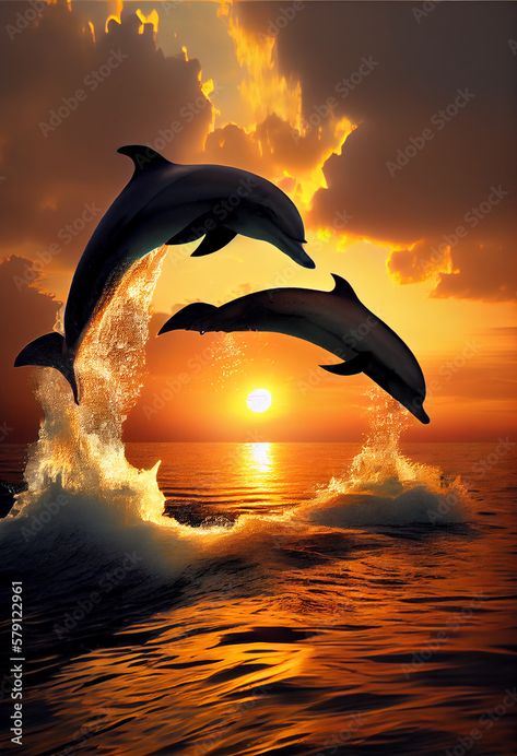 Dolphin Images, Pond Animals, Dolphin Photos, Dolphin Painting, Beautiful Summer Wallpaper, Dolphin Art, Beach Sunset Wallpaper, Pretty Wallpapers Tumblr, Beautiful Ocean Pictures