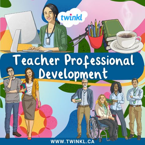 Twinkl’s teacher professional development board cover on a colourful background with original Twinkl illustrations. Teaching Job Interview, Teacher Professional Development, Teacher Career, Teacher Development, Technology Quotes, Professional Development For Teachers, Teaching Career, Teaching Assistant, Teaching Jobs