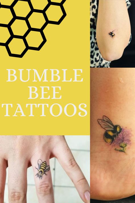 Buzzing Bumble Bee Tattoos + Beautiful Meaning - TattooGlee Bumble Bee Tattoo Meaning, Bumble Bee Tattoo Flowers, Bumble Bee Tattoos, Bee And Honeycomb Tattoo, Helix Tattoo, Bee Tattoo Meaning, Bee And Flower Tattoo, Couple Name Tattoos, Queen Bee Tattoo