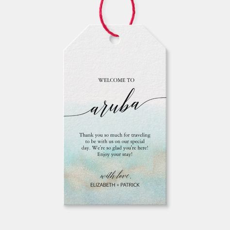 Guest Welcome Bags, Destination Wedding Bags, Teal And Light Blue, Welcome To Florida, Aruba Wedding, Light Blue Watercolor, Aruba Weddings, Tropical Destination Wedding, Aqua And Gold