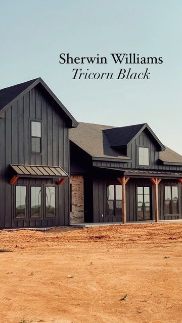 Benjamin Moore Black Panther, Sherwin Williams Iron Ore, Victorian House Colors, Red Brick House Exterior, Tricorn Black, Exterior House Colors Ranch Style, Exterior House Colors Stucco, Farmhouse Architecture, Colors 2023