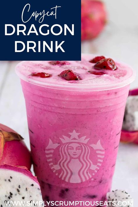 Unleash the magic of Starbucks Dragon Drink! This vibrant blend of mango and dragon fruit flavors, combined with creamy coconut milk, offers a refreshing tropical escape. Discover the perfect harmony of fruity and creamy in every sip. Elevate your Starbucks experience with this enchanting and Instagram-worthy beverage. Get ready to indulge in the vibrant colors and delightful taste of the beloved Dragon Drink Dragon Drink Starbucks, Dragon Fruit Tea Recipe, Dragon Fruit Drink, Fruit Tea Recipes, Dragon Drink, Dragon Fruit Juice, Fruit Drinks Recipes, Coconut Milk Drink, Copycat Starbucks Drinks