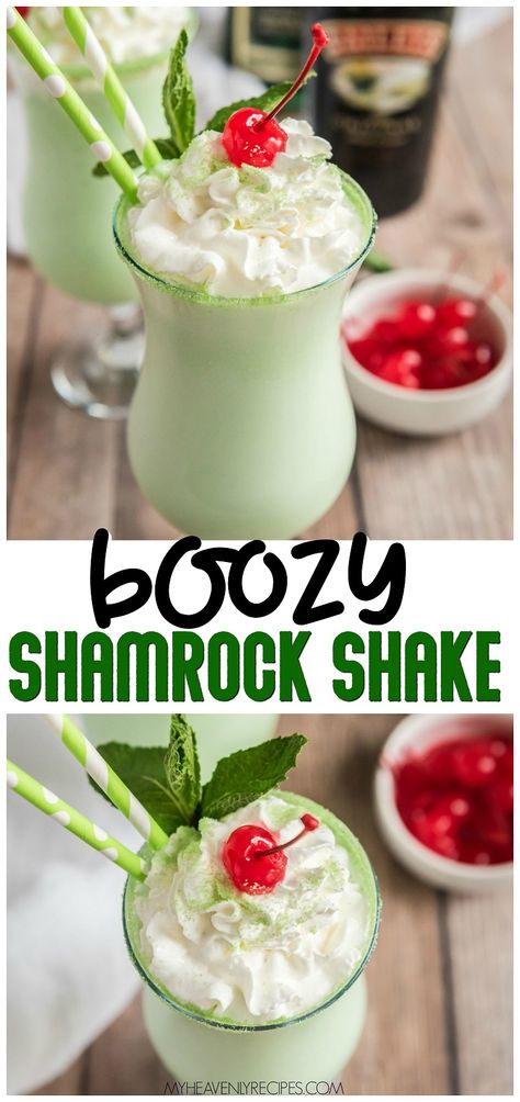 Boozy Shamrock Shake, St Patty's Day Drinks, Mcdonalds Shakes, Shamrock Shakes, Shamrock Shake Recipe, Sant Patrick, Christmas Drinks Alcohol Recipes, St Patricks Day Drinks, Christmas Drinks Alcohol