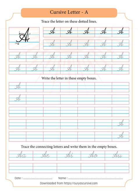 Capital Cursive, Capital Letters Worksheet, Cursive Handwriting Worksheets, Letter Worksheets, Cursive Handwriting, Handwriting Worksheets, Cursive Letters, Capital Letters, Dotted Line