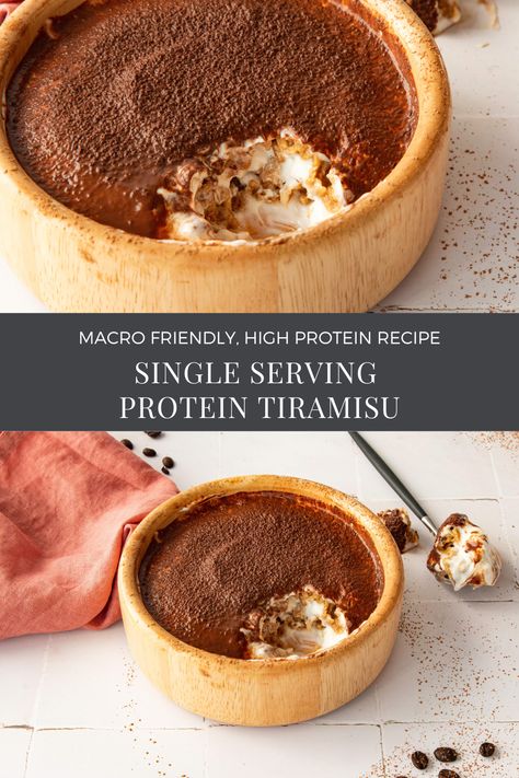 Single Serve Tiramisu Tiramisu Recipe Healthy, Single Serving Tiramisu, Quick Easy Desserts For One, Single Serve Tiramisu, High Protein Tiramisu, Single Serve Protein Dessert, Healthier Tiramisu, Single Serve Desserts Healthy, 1 Serving Dessert