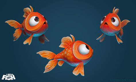 Big Fish Illustration, Cartoon Goldfish Tattoo, Fish Character Illustration, Goldfish Character Design, Fish Cartoon Illustration, Fish Illustration Cute, Goldfish Art Illustrations, Fish Concept Art, Cute Fish Illustration