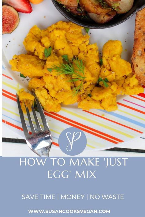 Mung Bean Egg Recipe, Homemade Just Egg, Diy Just Egg, Just Egg Copycat Recipe, Mung Bean Eggs, Just Egg Vegan Recipes, Cracked Chicken, Quick Vegan Breakfast, Vegan Omelette