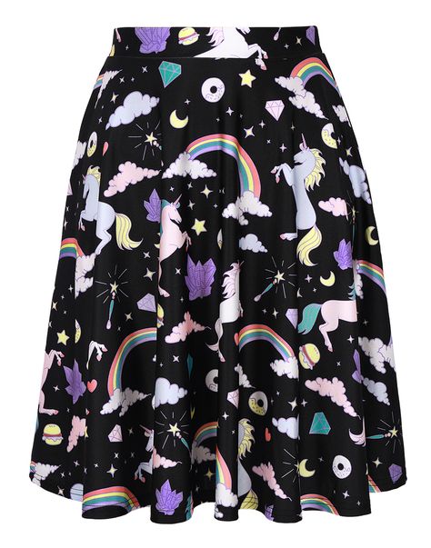 HDE Skirts for Women - Midi Skirt Skater Skirt Knee Length High Waist Fun Prints #Ad #Midi, #AFF, #Skirt, #Skater Luna Lovegood Costume, Harry Potter Trip, Curtain Wall Decor, Style Long Skirt, Unicorn Skirt, Midi Skater Skirt, Unicorns And Rainbows, Decor Mural, Skater Skirts