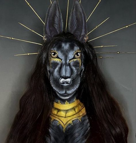 Ely makeup on Instagram: "Anubis Makeup 🖤 Cr : @khaleesiisaa #makeup #makeupart #artiste #mua #art #color #eyesmakeup #anubis #anubismakeup #maquillageanubis #egyptianmakeup #maquillageegyptien #egypt #makeupartist #instamakeup #sephorafrance #cosplay #artisticmakeup #urmues #undiscoveredmualove #mua_army @makeuprevolutionfrance @sephorafrance #shareartistcommunity @nyxcosmetics_france #deserving_muas @madoli.fr #fionasharemylook #elymakeupshare @mooncreations #sachamkp @collabz_app @make Anubis Makeup, Egyptian Makeup, Artist Community, Art Color, Nyx Cosmetics, Ely, Insta Makeup, Makeup Art, Body Painting