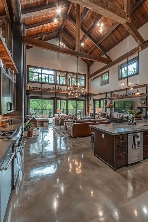 40 Barndominium Kitchens That Redefine Rustic Luxury | VIVA Barndominium Interior Ideas, Barn House Kitchen, Barndominium Kitchen, Barndominium Interior, Rustic Luxury, Pole Barn House Plans, Barn Style House Plans, Designer Loafers, Modern Rustic Homes