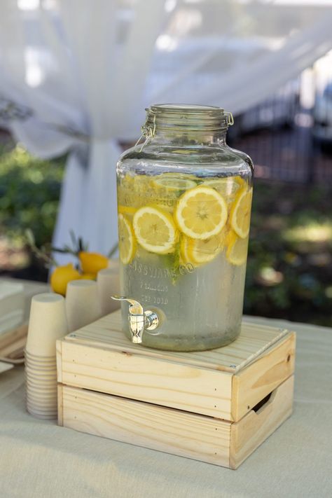 Rustic Backyard Wedding, Rustic Backyard, Glass Dispenser, Spa Water, Drink Station, Wedding Drink, Fruit Infused, Flavored Water, Drink Dispenser