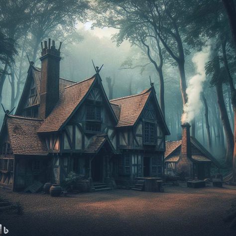 Medieval Forest House, Tiny Glade, Fantasy Buildings, House In The Forest, Forest Village, Medieval House, Fantasy Village, Medieval Houses, Building Concept