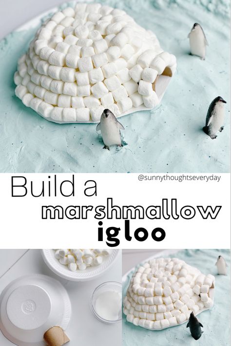 This Igloo Activities For Toddlers, Marshmallow Igloo Craft, Marshmallow Igloo, Marshmallow Activities, Igloo Craft, Winter Stem Activities, Igloo Building, Winter Stem, Stem Activity