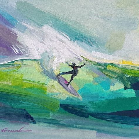 Surf Art Painting, Surfer Painting, Surfing Art, Ocean Art Painting, Surf Painting, Surf Vintage, Watercolor Calligraphy, Beach House Art, Oil Pastel Drawings