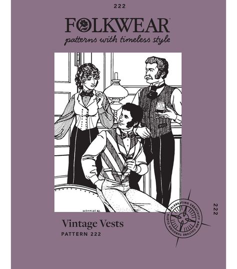 Folkwear 222 Misses & Men's Vintage Vests Sewing Pattern | JOANN Victorian Vest, Vintage Vests, Mens Vintage Vest, Vest And Bow Tie, Vest Sewing Pattern, Traditional Bow, Vests For Women, Vintage Vest, Victorian Women