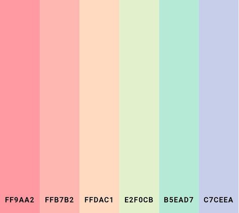 Pastel Rainbow Color Palette Hex Codes, Pastel And Neon Color Schemes, Pastel Rainbow Pallet, Pastel Bright Color Palette, Neon Pastel Color Palette, Pallete Color Pastel, Bright Pastel Color Palette, Pastel Color Palette Soft, Preppy Color Palette