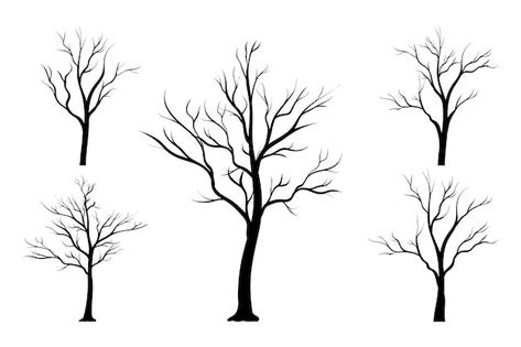 Vector tree without leaves silhouette ve... | Premium Vector #Freepik #vector #tree-silhouette #dry-tree #old-tree #black-tree Tree With No Leaves, Trees Without Leaves, Oak Tattoo, Tree Without Leaves, Oak Tree Silhouette, Collage People, Tree Silhouette Tattoo, Leaves Silhouette, Dry Tree