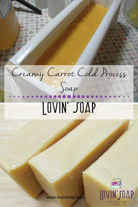 Creamy Carrot Cold Process Soap Carrot Soap Recipe, Natural Soap Making Recipes, Bath Products Diy, Natural Soap Making, Baby Carrot Recipes, Carrot Soap, Diy Soap Bars, Soap Studio, Soap Suds