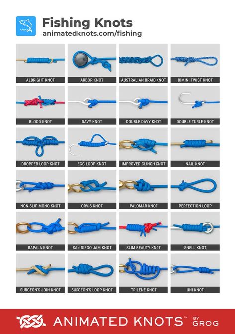 Fishing Knots Guide, Animated Knots, Fishing Line Knots, Fly Fishing Knots, Fishing Hook Knots, Hook Knot, Flounder Fishing, Best Knots, Bass Fishing Tips