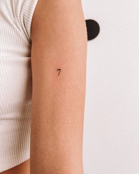 Tiny 7 Tattoo, Roman Numeral 7 Tattoo, Nice Tattoos For Women, Number Seven Tattoo, 4 Tattoo Number, 7 Tattoo Number Design, Bts Minimalist Tattoo, Number 5 Tattoo, Number 7 Tattoo