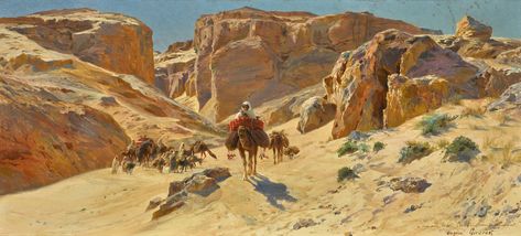 Fantasy Art Desert, Desert Caravan, Orientalist Paintings, Visit Egypt, In The Desert, North Africa, Magazine Art, The Desert, Art Exhibition