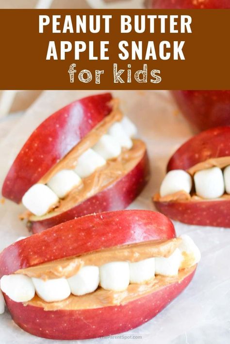 This peanut butter apple snack for kids is easy, tasty and so much fun! #apple #snack #recipe #easyrecipes #snackideas #kidsrecipes Apple Recipes Snacks, Cute Preschool Snack Ideas, Apple Snacks Preschool, Kids School Snack Ideas, September Snacks, Food Art Projects For Kids, Fun After School Snacks, Preschool Meals, Apple Smiles