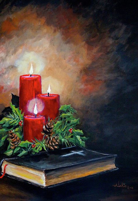 Always with YOU... Christmas Theme Painting, Christmas Art Watercolor, Christmas Candle Drawing, Advent Painting, Drawing On Christmas, Painting Ideas Winter, Christmas Paintings Ideas, Christmas Lights Painting, Paintings For Christmas