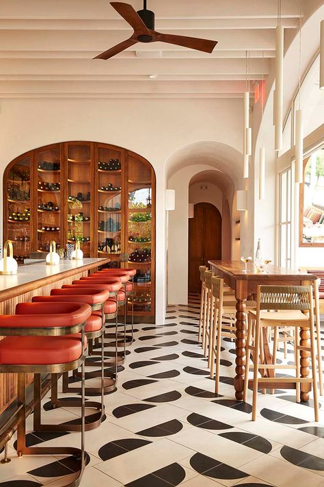 Porta Via Calabasas Restaurant Designed by Sophie Goineau Spanish Colonial Revival, Spanish Restaurant, Design Restaurant, Spanish Architecture, Van Nuys, Colonial Revival, Spanish Colonial, Home Bathroom, Restaurant Interior Design