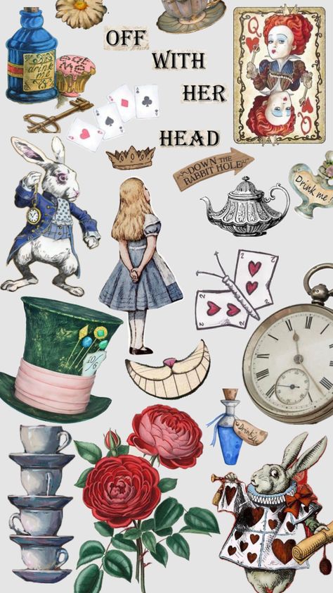 Alice In Wonderland Printables, Alice In Wonderland, Projects To Try, Scrapbooking, Textiles, Collage