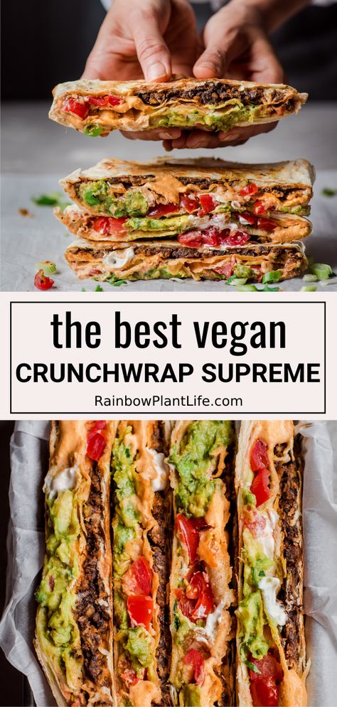 Vegan Crunch Wrap Supreme, Vegan Crunch Wrap, Vegan Crunchwrap, Vegan Tacos Meat, Crunchwrap Supreme, Vegan Taco, Crunch Wrap, Vegan Beef, Vegan Wraps