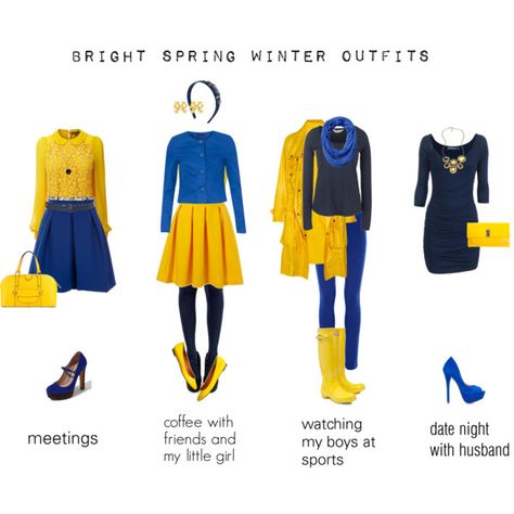 "BRIGHT SPRING WINTER OUTFITS" by deevine on Polyvore Bright Spring Clothes, Clear Spring Palette, Polyvore Spring, True Spring Colors, Core Wardrobe, Style Rut, Colour Analysis, Clear Spring, Spring Palette