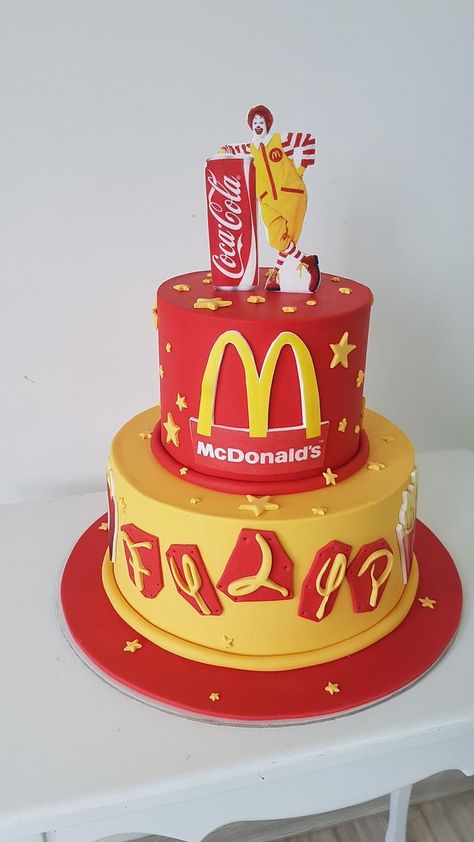 Mcdo Birthday Cake, Mc Donald Party, Mc Donald Cake, Mcdonalds Party, Mcdonalds Food, Mcdonalds Birthday Party, Mcdonalds Gift Card, Disney Birthday Cakes, Mc Donald