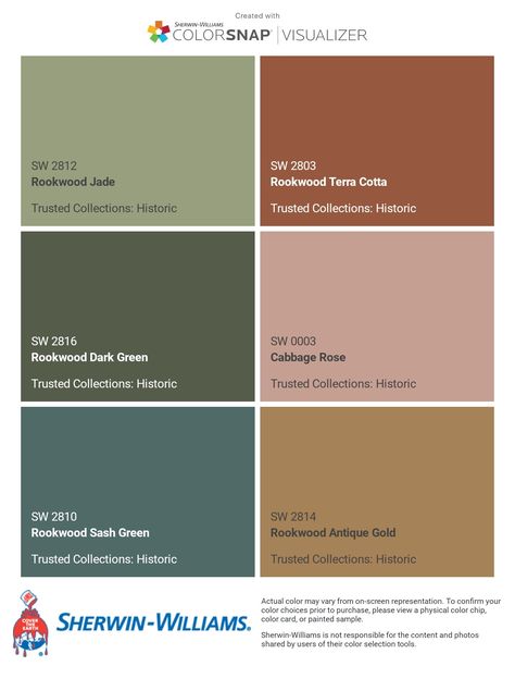 I just created this color palette with the Sherwin-Williams ColorSnap® Visualizer app on my Android phone. What do you think? You can learn more about ColorSnap Visualizer and get it on your phone free by visiting https://www.sherwin-williams.com/content/colorsnap.html. Sherwin Williams Rockweed, Rookwood Sash Green Sherwin Williams, Green Color Palette Sherwin Williams, Complimentary Green Paint Colors, Sherwin Williams Green Palette, Sage Palette Colour Schemes, Sherwin Williams Tarragon, Sherwin Williams Avocado, Sherwin Williams Rookwood Jade