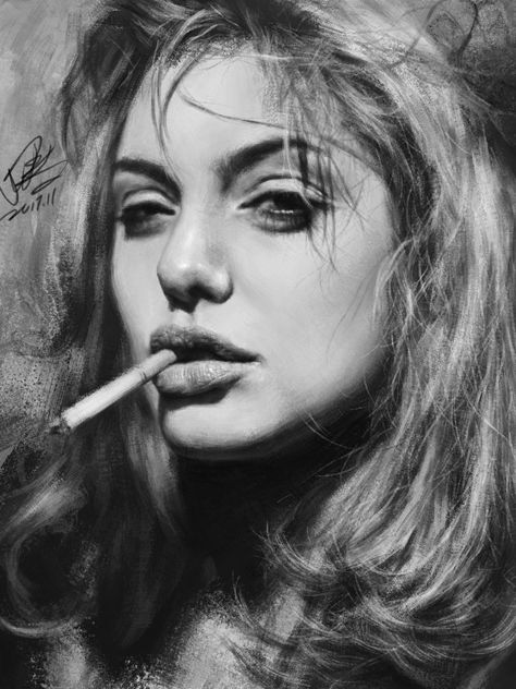 ArtStation - sketch, Yapeng Ren Angelina Jolie 90s, Stars D'hollywood, Foto Poses, Jolie Photo, 인물 사진, White Photo, Angelina Jolie, White Photography, Black And White Photography